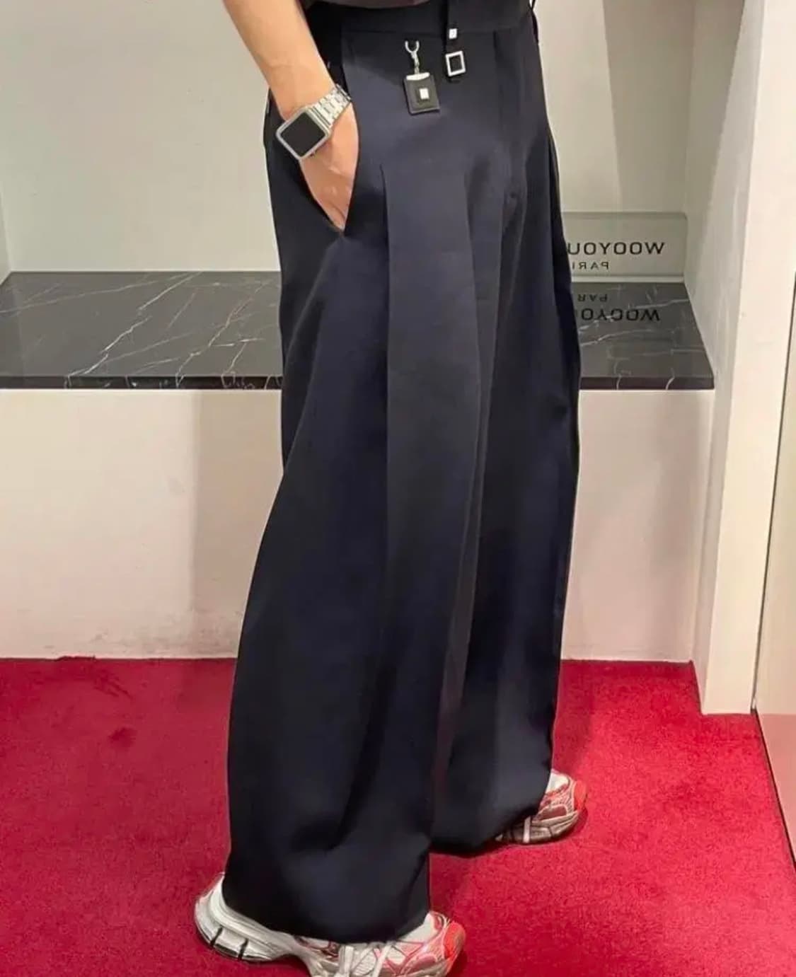 우영미 23ss 네이비 슈퍼와이드 슬랙스 48 상품이미지2