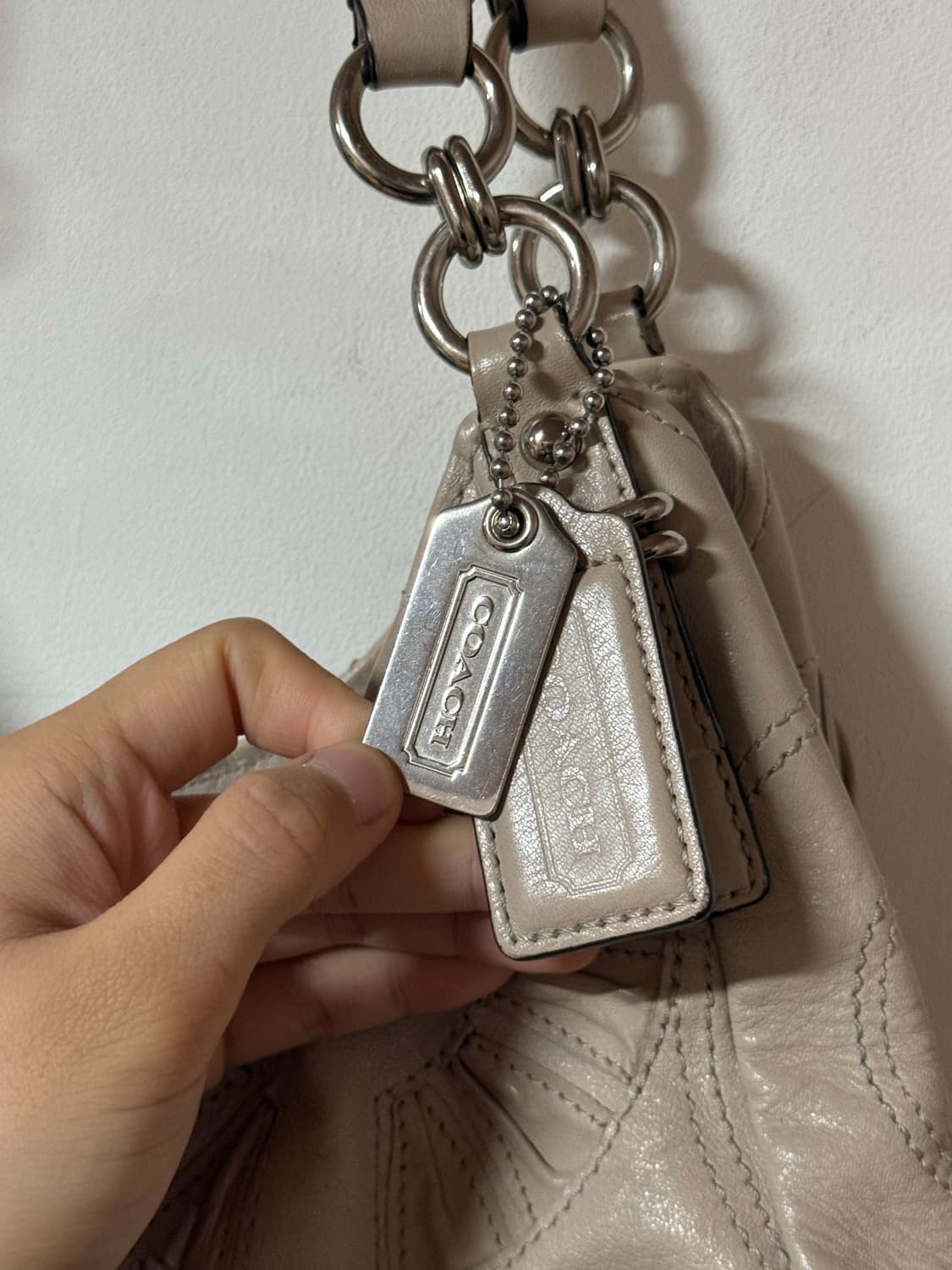 🤍정품 코치 Y2K 패치워크 레더 호보백 숄더백 크림베이지 상품이미지4