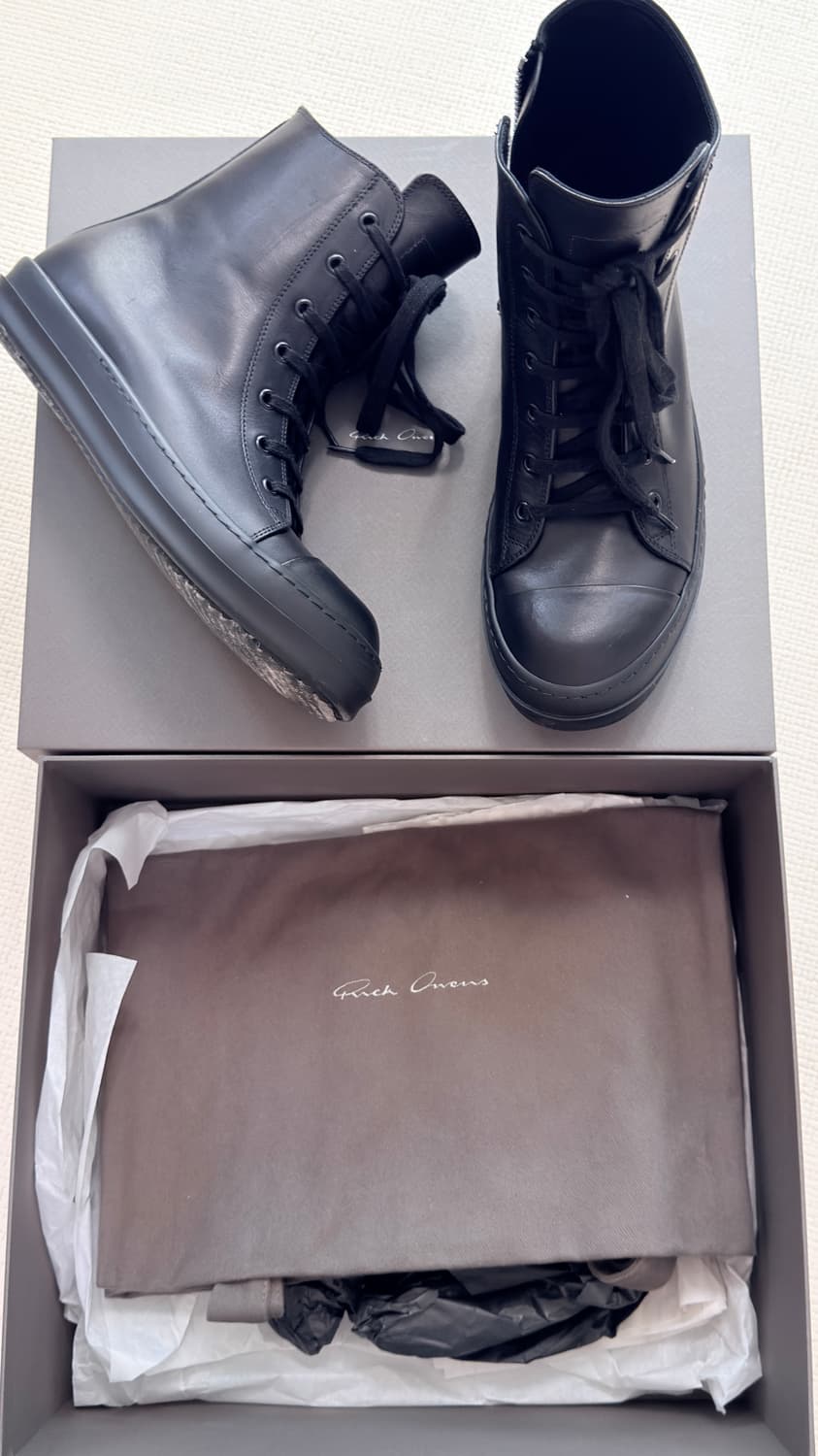 릭오웬스 올블랙 레더 라몬즈 41  상품이미지1