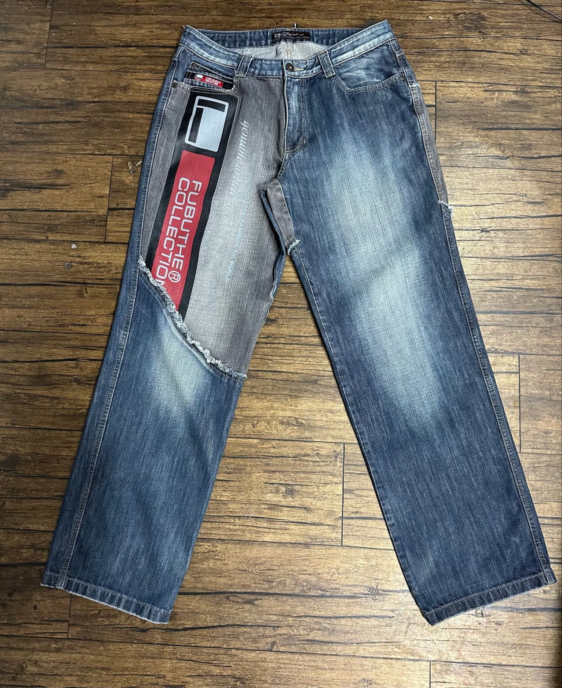 푸부 FUBU JEANS COLLECTION Y2K 패치워크 와이드 데님 상품이미지2