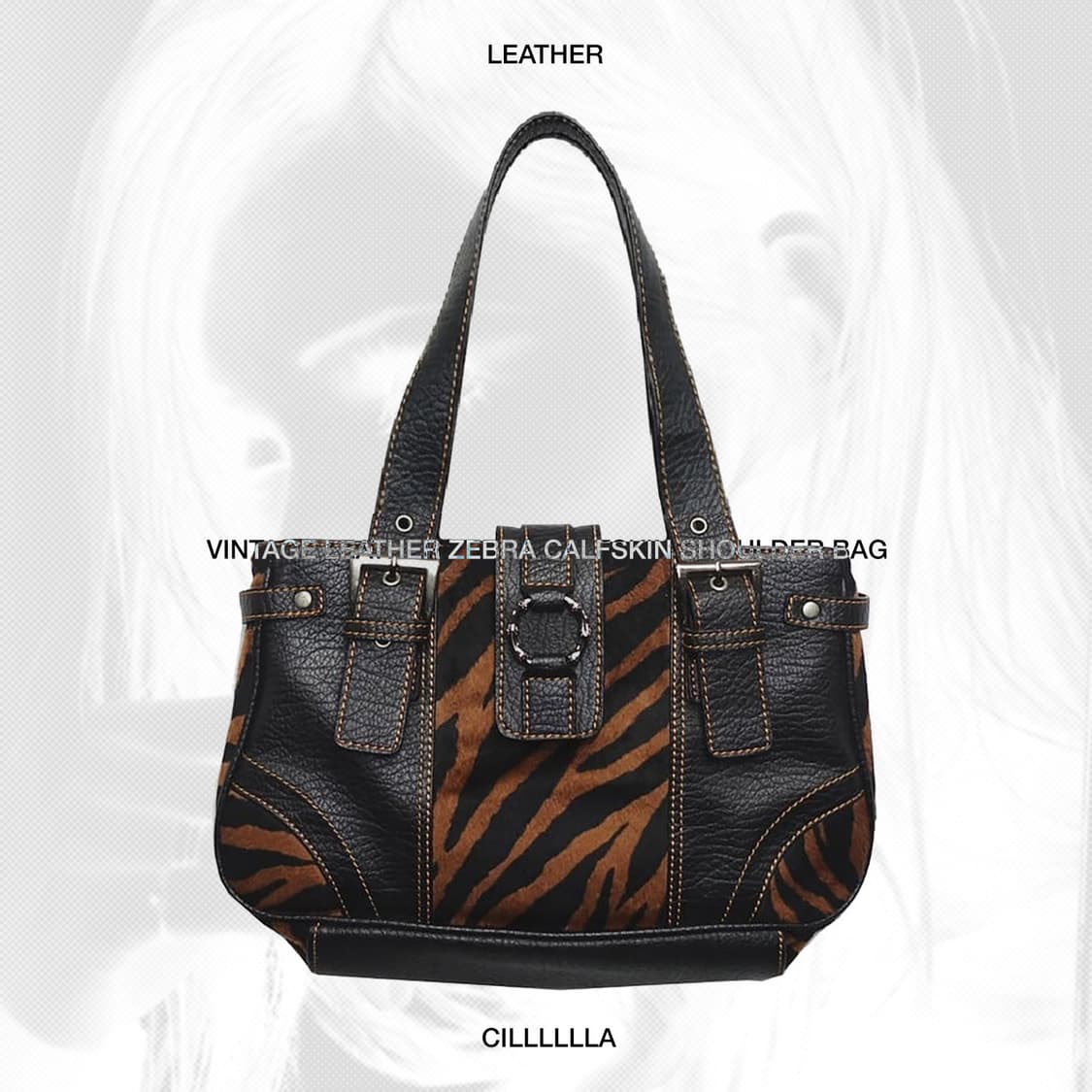 VINTAGE LEATHER 빈티지 레더 제브라 카프스킨 숄더백 상품이미지1