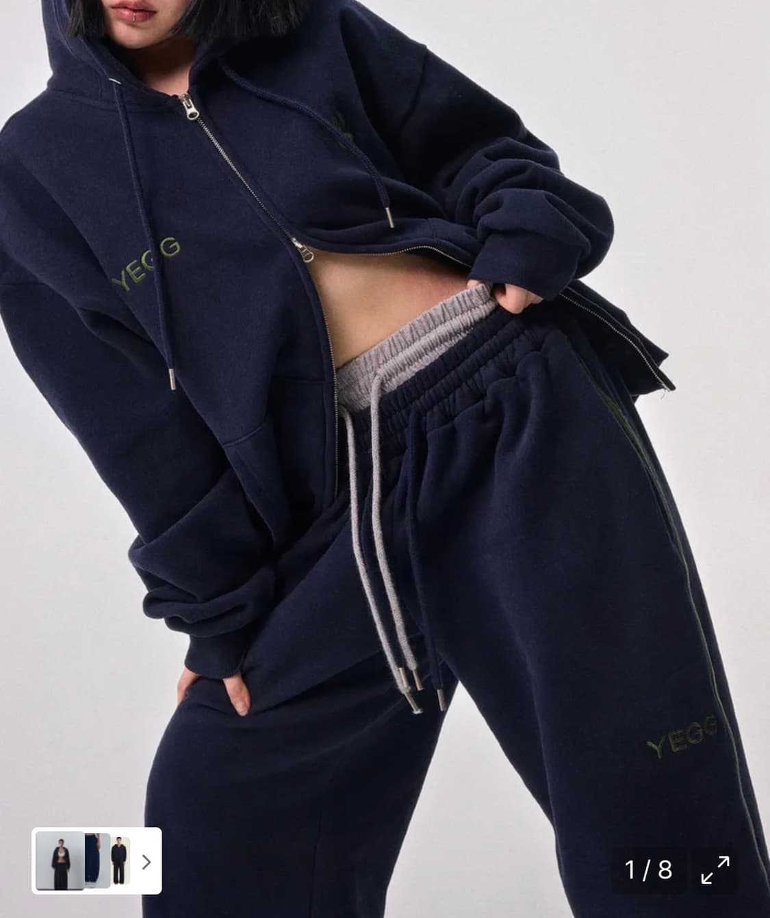 더블 밴딩 팬츠 네이비 상품이미지1