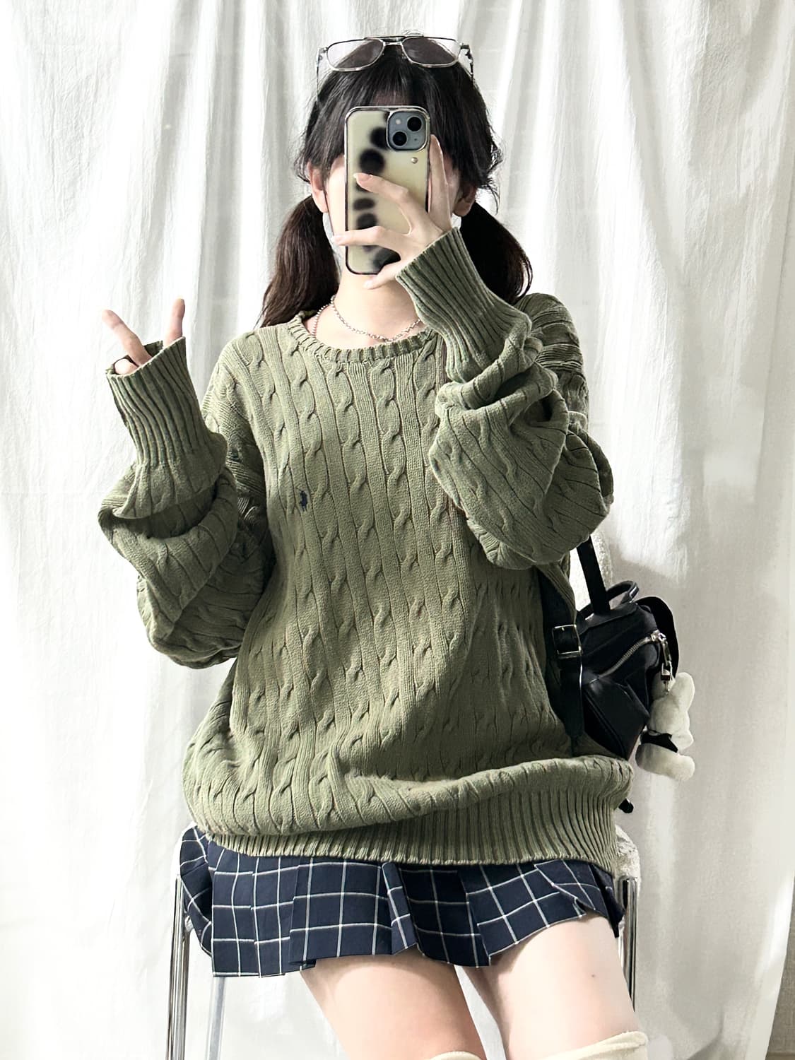 폴로 네이비포니 카키 케이블니트 상품이미지4