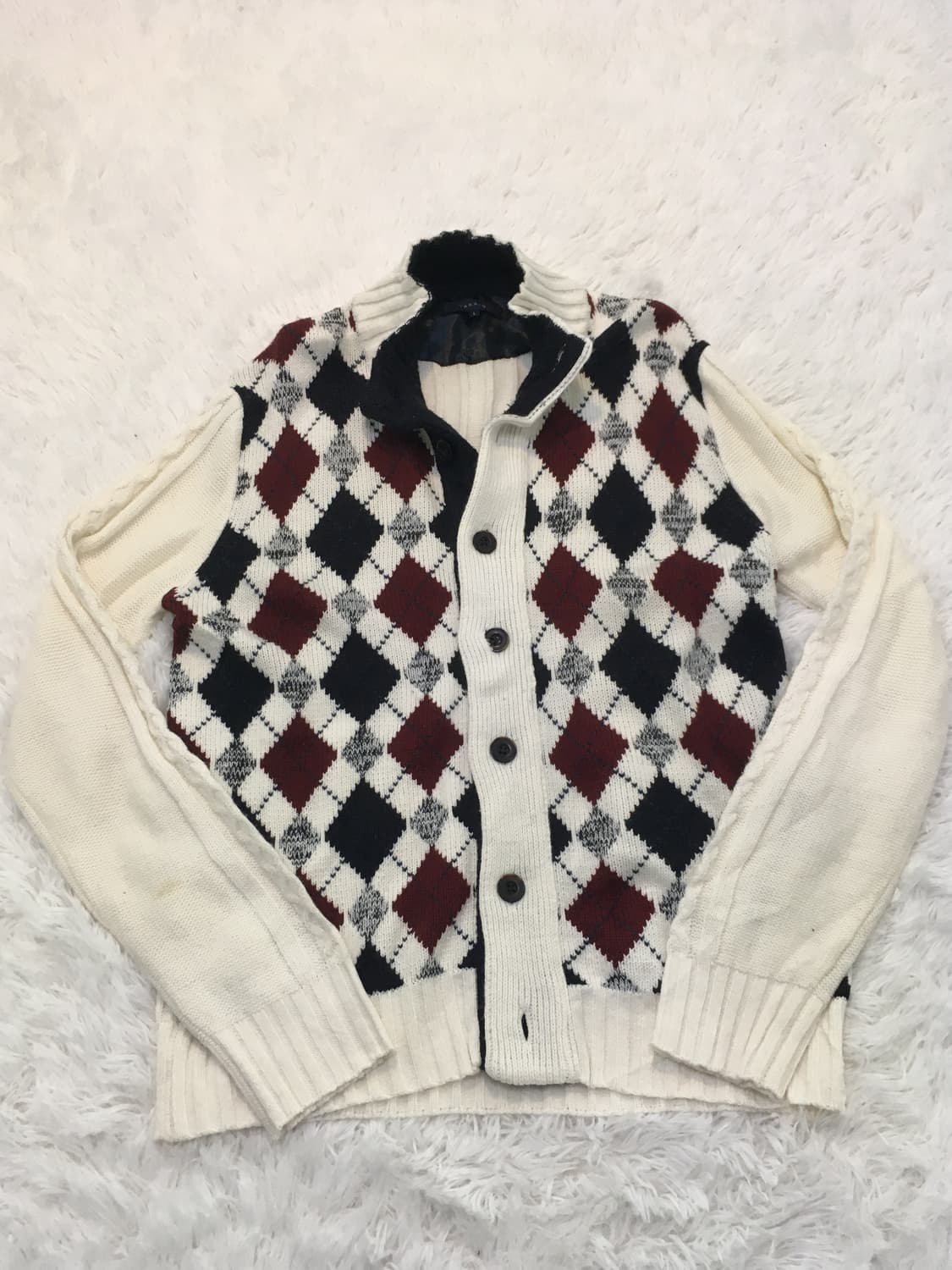 빈티지 화이트 아가일 니트 y2k 스트릿 갸루 펑키 일본빈티지692 상품이미지2