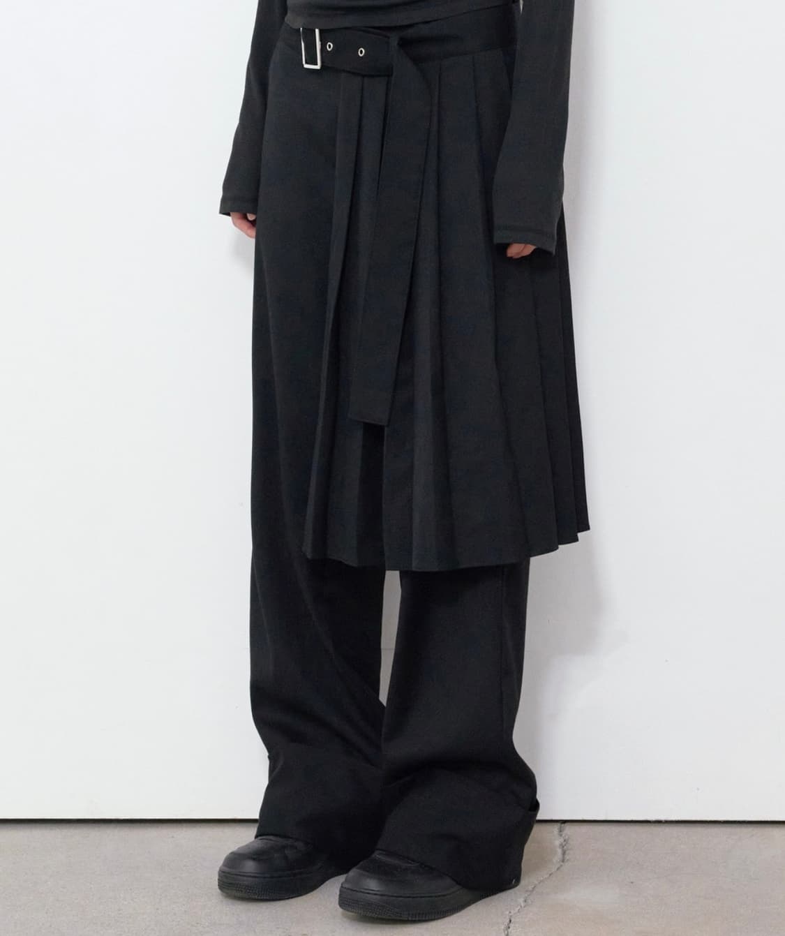 보헤미안 서울 벨트 셋업 와이드 팬츠 블랙 상품이미지2