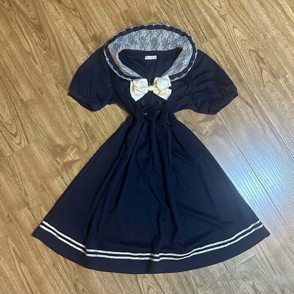 빈티지 엑시즈팜 리본 교복 세라복 원피스 세일러 히메갸루 로걀 라떼 고딕 상품이미지1
