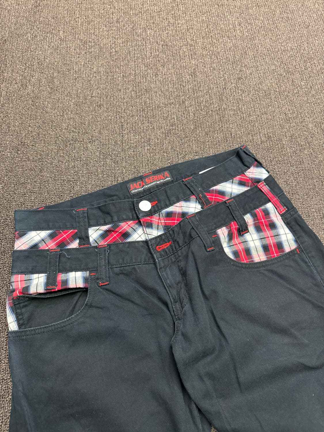 XL)Jack Serika 빈티지 레이어드 체크패턴 블랙진 상품이미지4