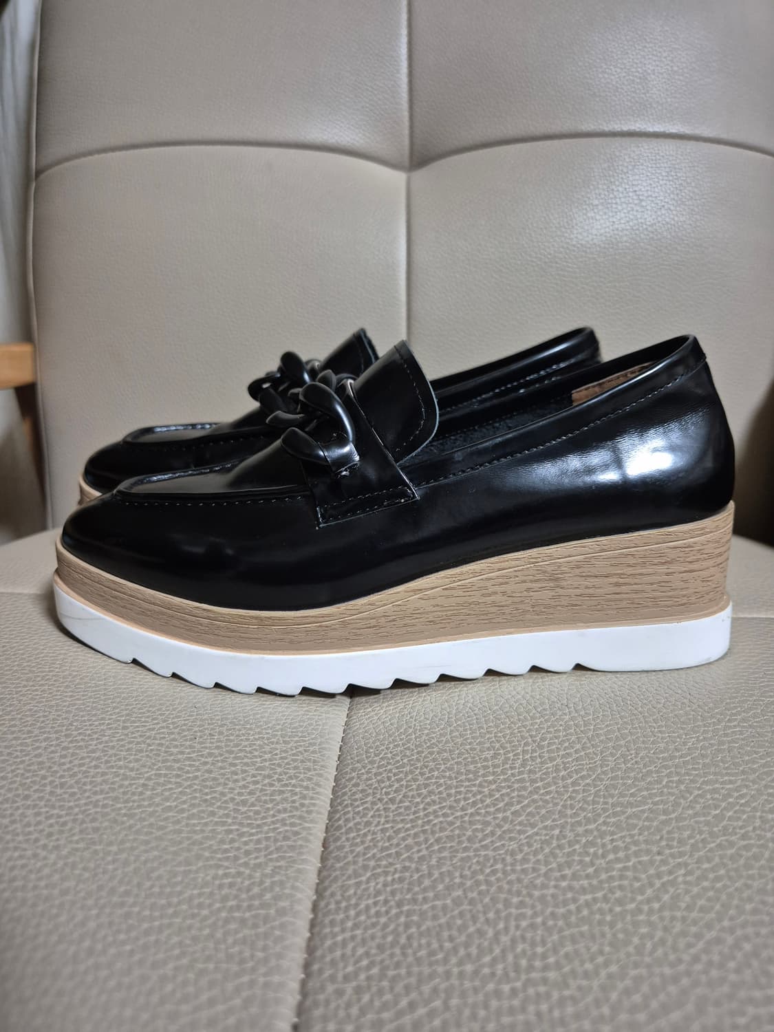 스타카토 블랙 체인 로퍼 웨지힐 상품이미지5