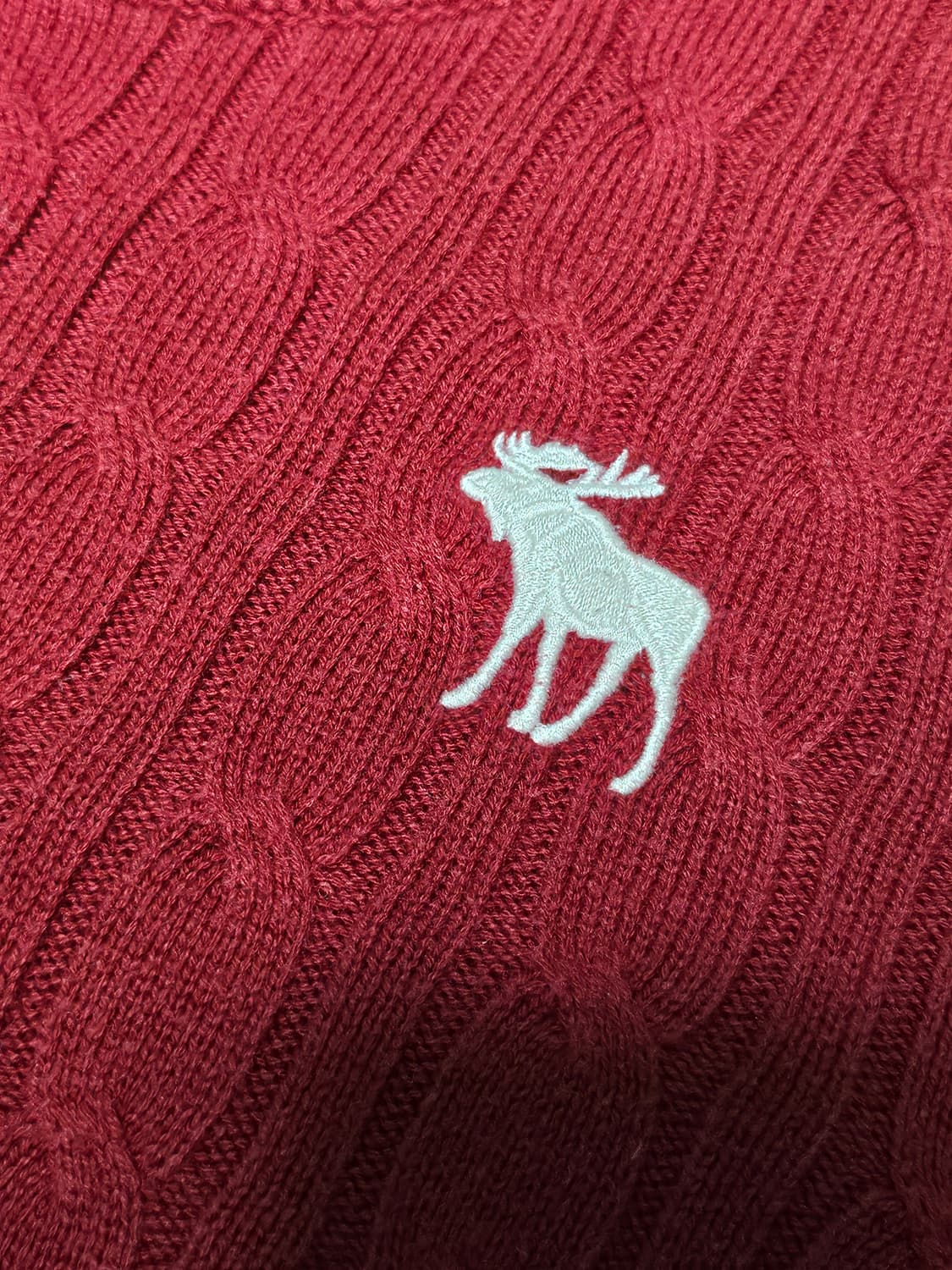 아베크롬비 딱붙핏 케이블 니트 꽈배기 니트 버건디 L 상품이미지2