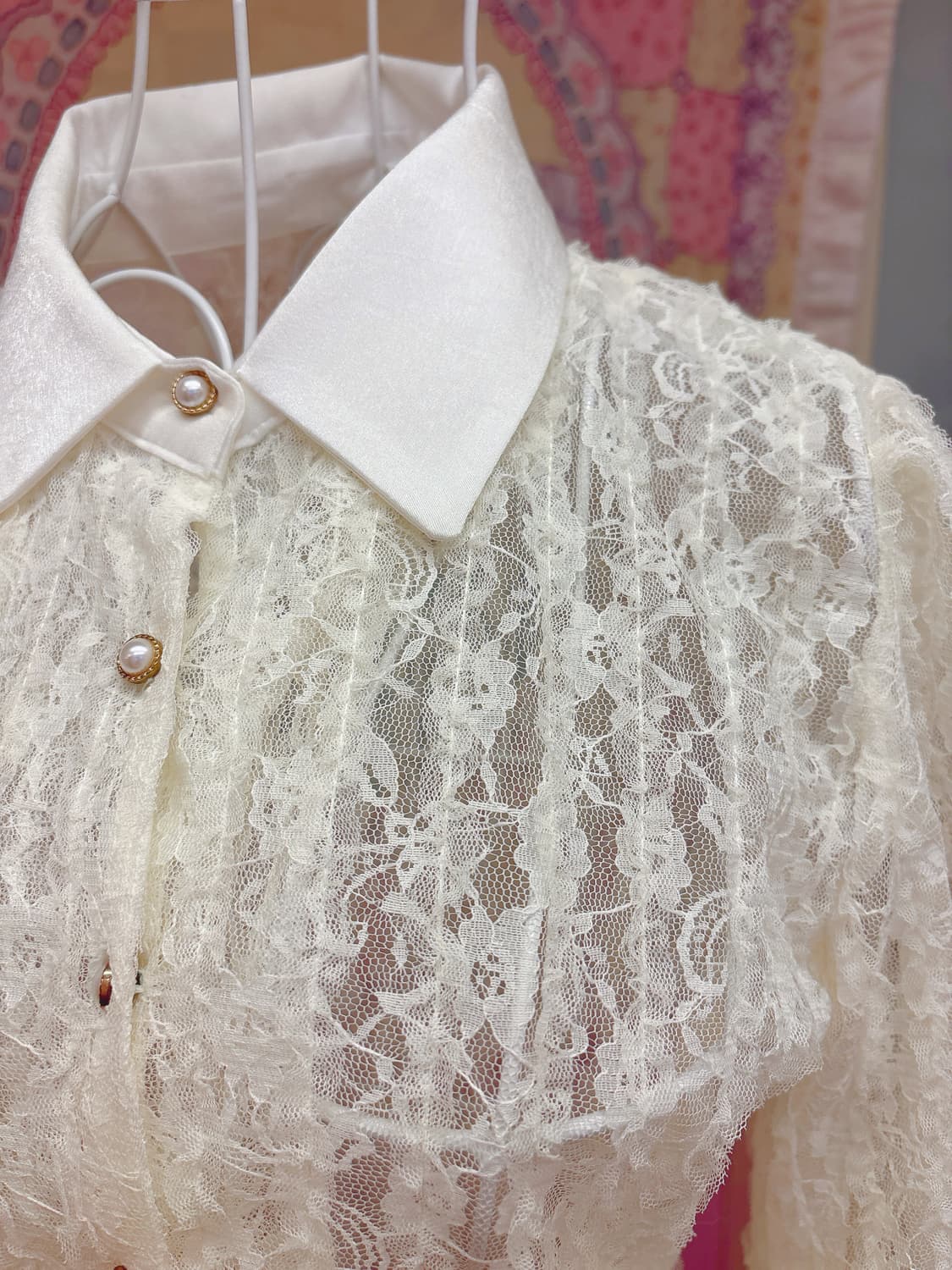 화이트 레이스 셔츠 카라 미니 원피스 상품이미지7