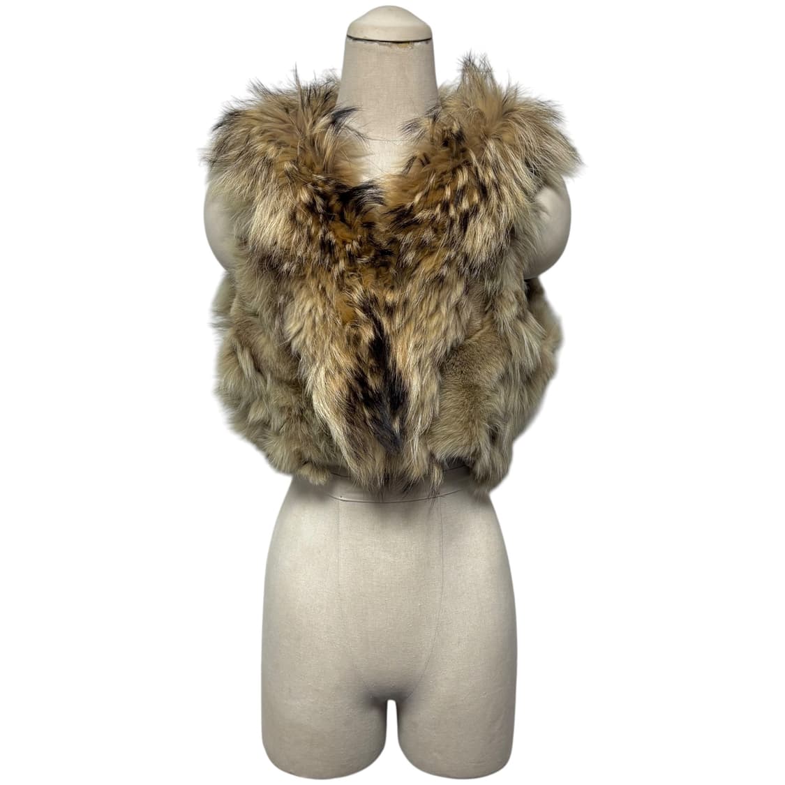 3689 브라운 토끼털 크롭 퍼조끼 상품이미지1