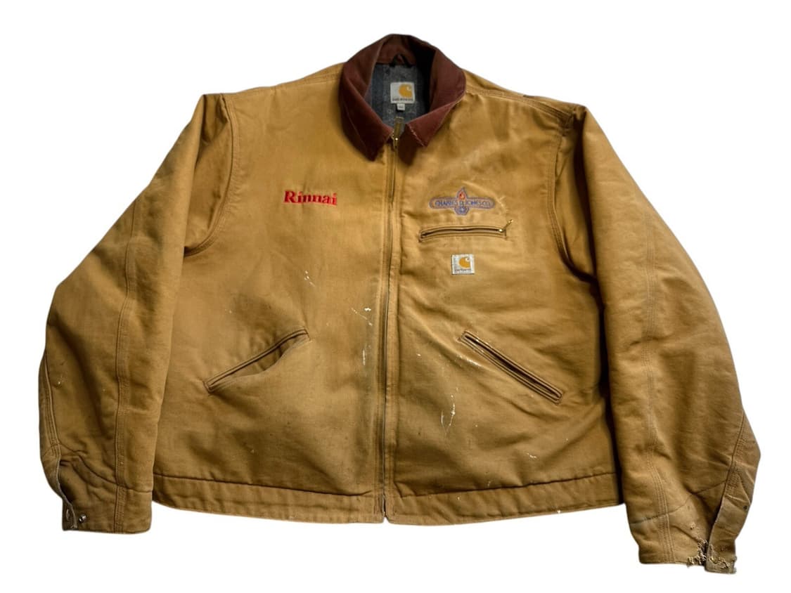 90s 칼하트 J01 디트로이트 린나이 오셰이 컴퍼니 커스텀 자켓 브라운 상품이미지1