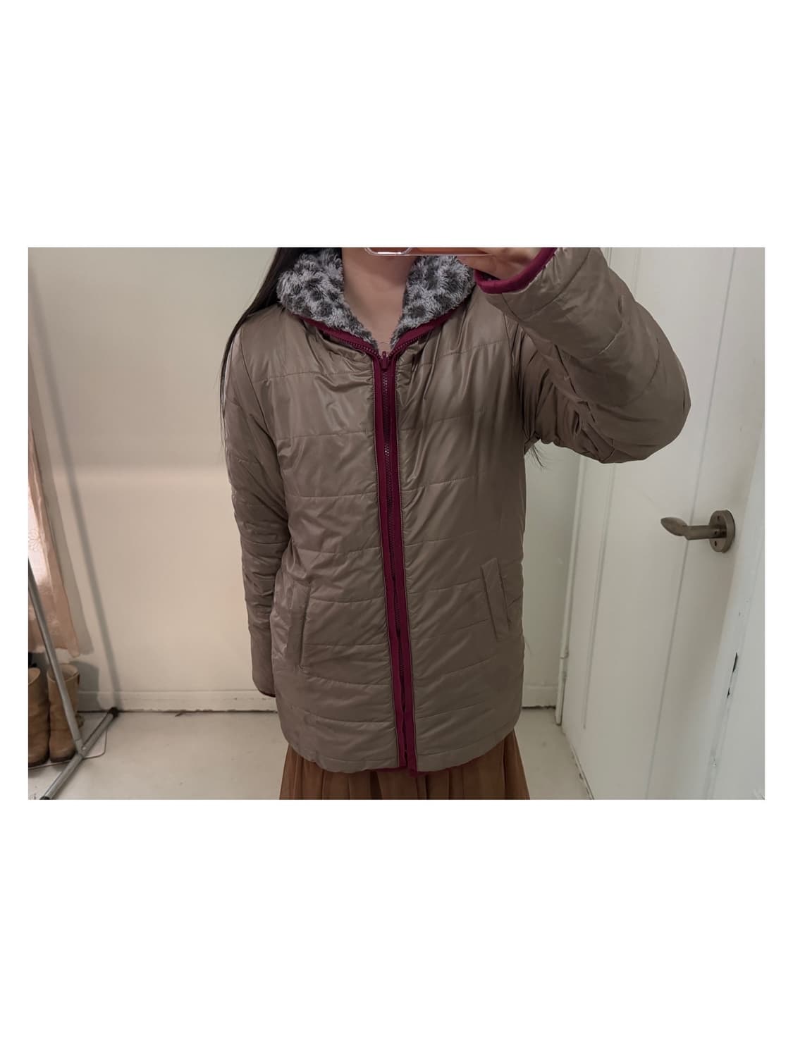 일본빈티지 갸루 리버시블 호피 점퍼 상품이미지3