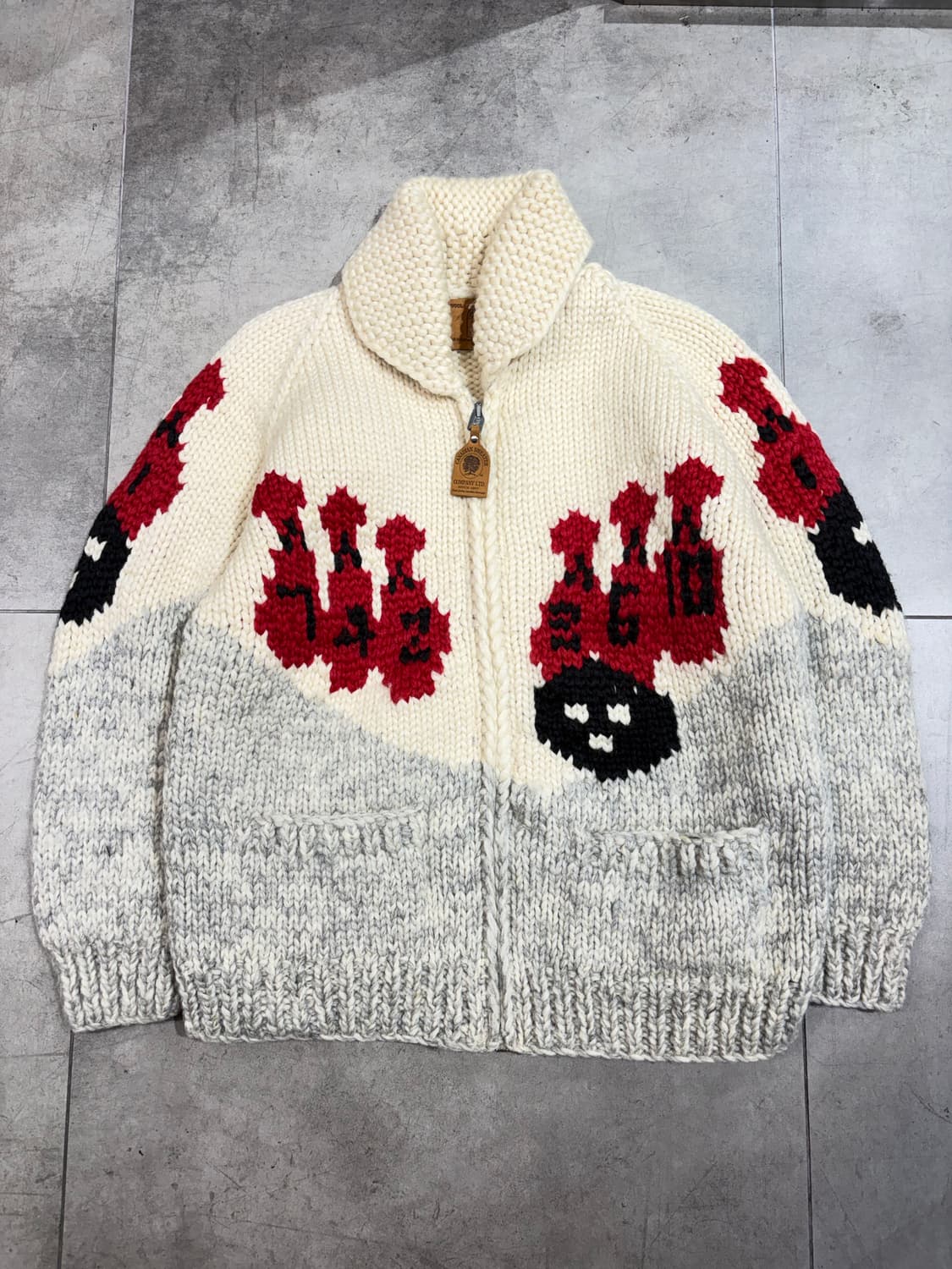 90s 캐나다 코위찬 볼링 니트 집업 상품이미지1