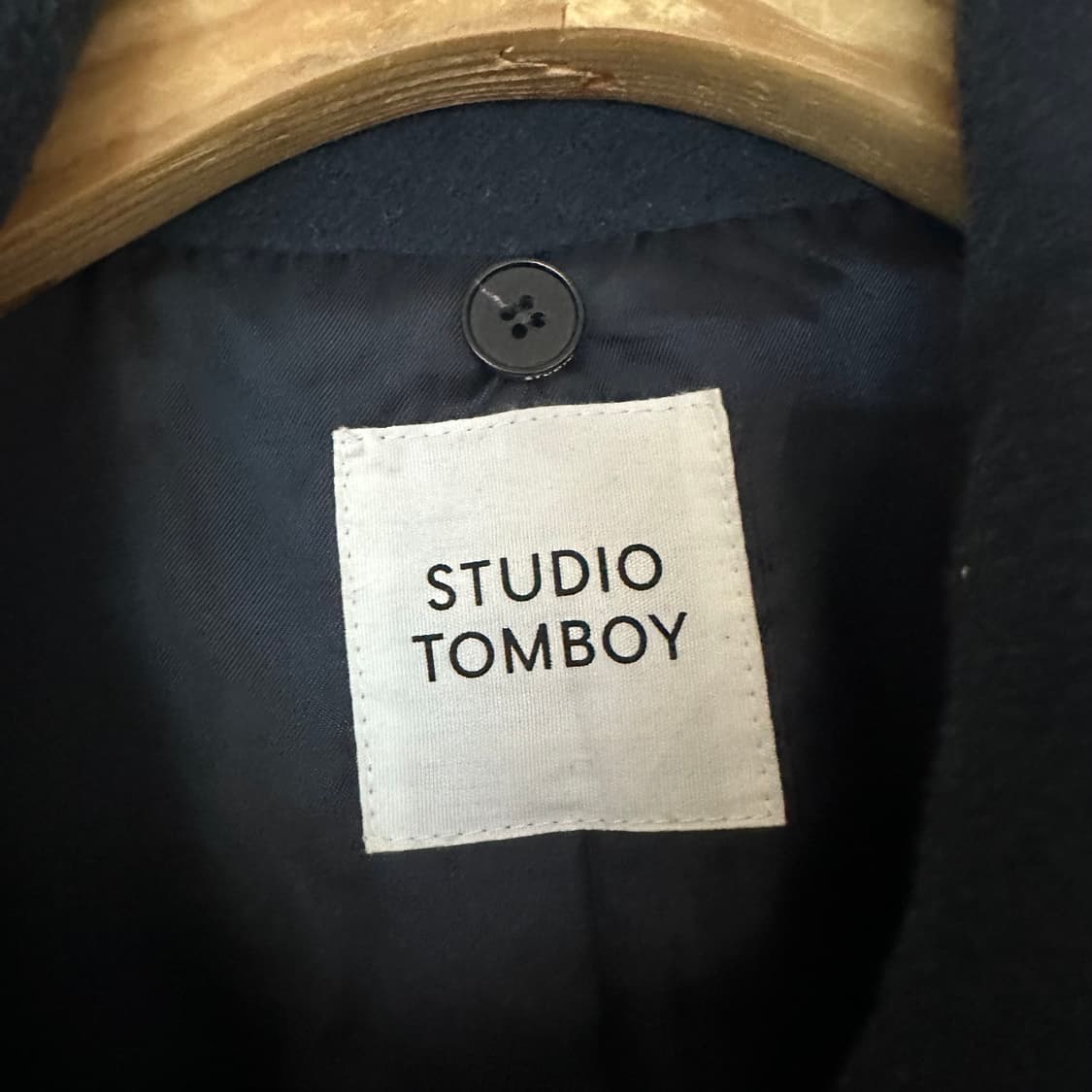 우먼85 스튜디오 톰보이 캐시미어 혼방 롱코트 네이비 상품이미지3