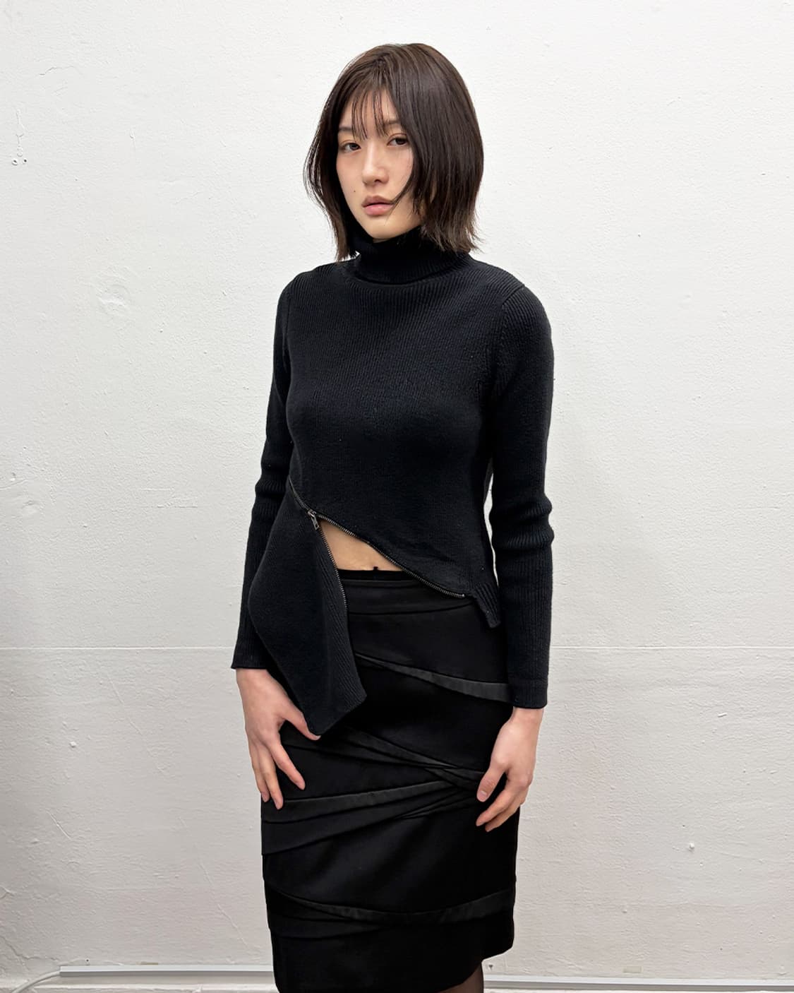 빈티지 지퍼 디테일 리브드 니트 상품이미지5