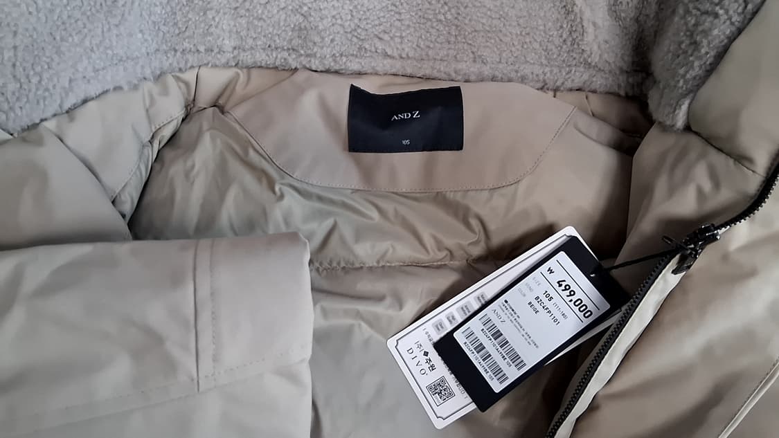 [품절새상품택0] 앤드지 andz 구스 다운 후드 패딩 점퍼 베이지 상품이미지5