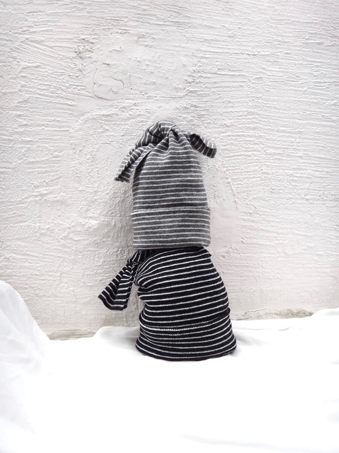 Twist rabbit yarn beanie / black & grey 상품이미지2