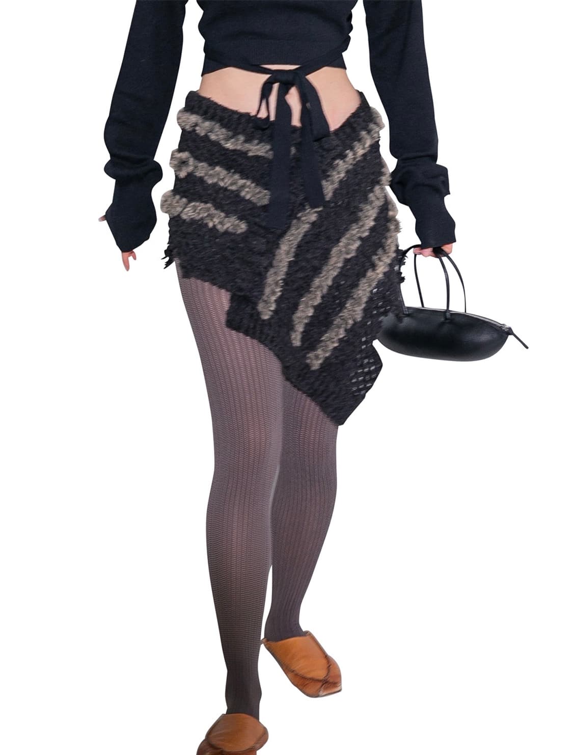 [F]퍼버즈 25fw Fluffy-trim Mesh 니트 스커트 상품이미지2