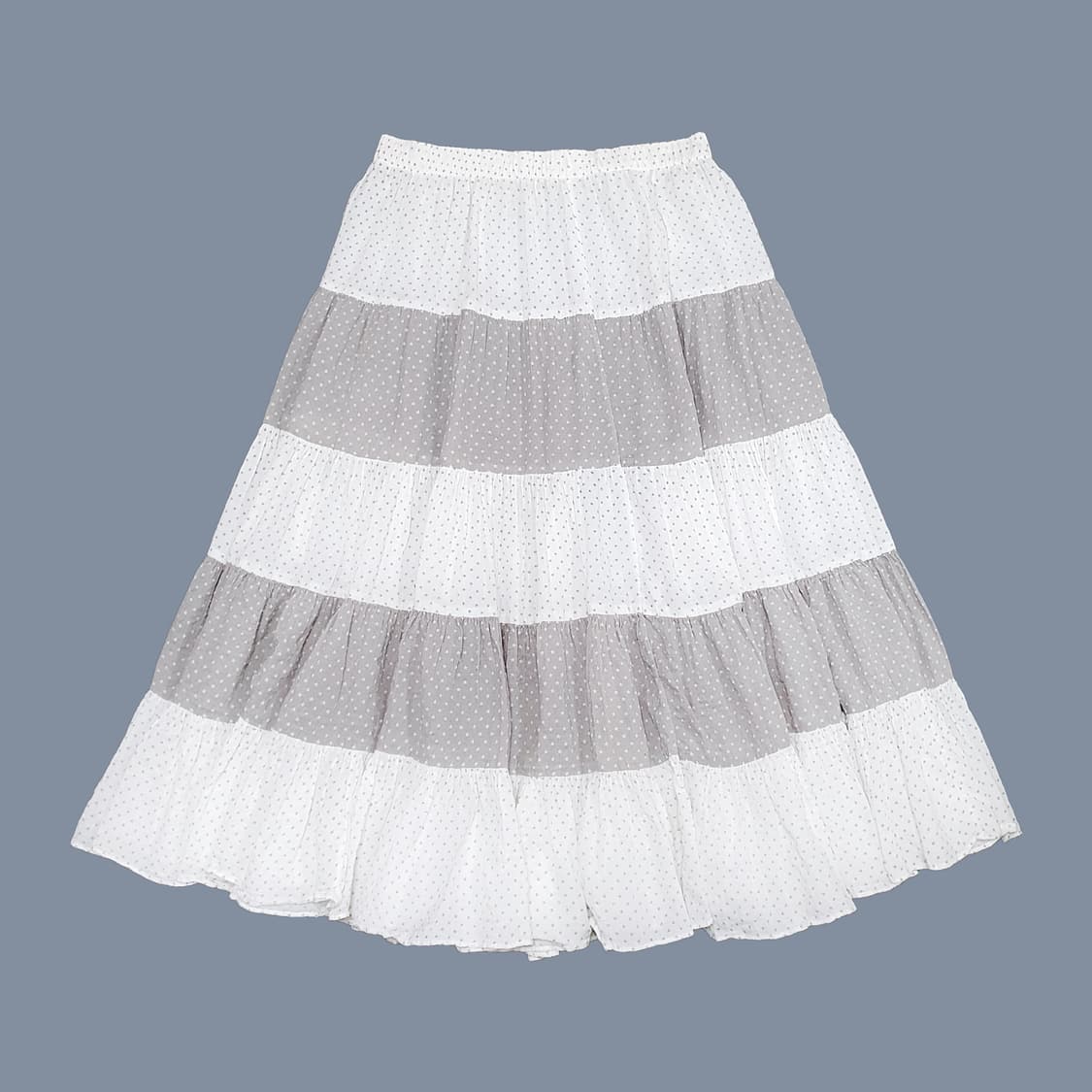 별 도트 패치워크 밴딩 미디 스커트 그레이 상품이미지2