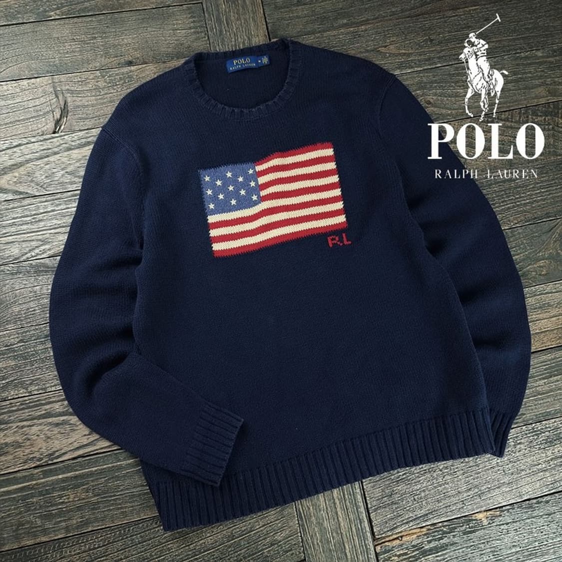 [폴로 랄프로렌] 성조기 자카드 니트 네이비 M19597 상품이미지1