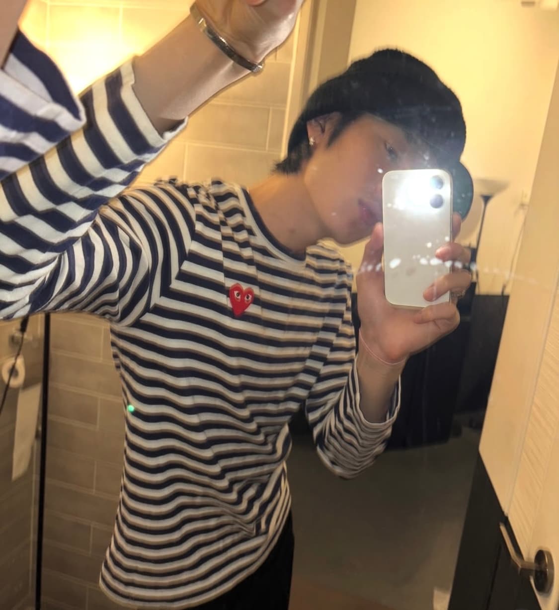 꼼데가르송 스트라이프 롱슬리브 네이비 화이트 상품이미지3