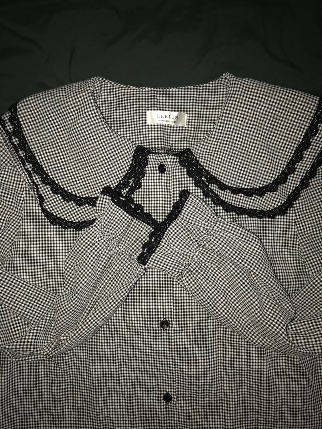 빈티지 체크 빅카라 블라우스  상품이미지2