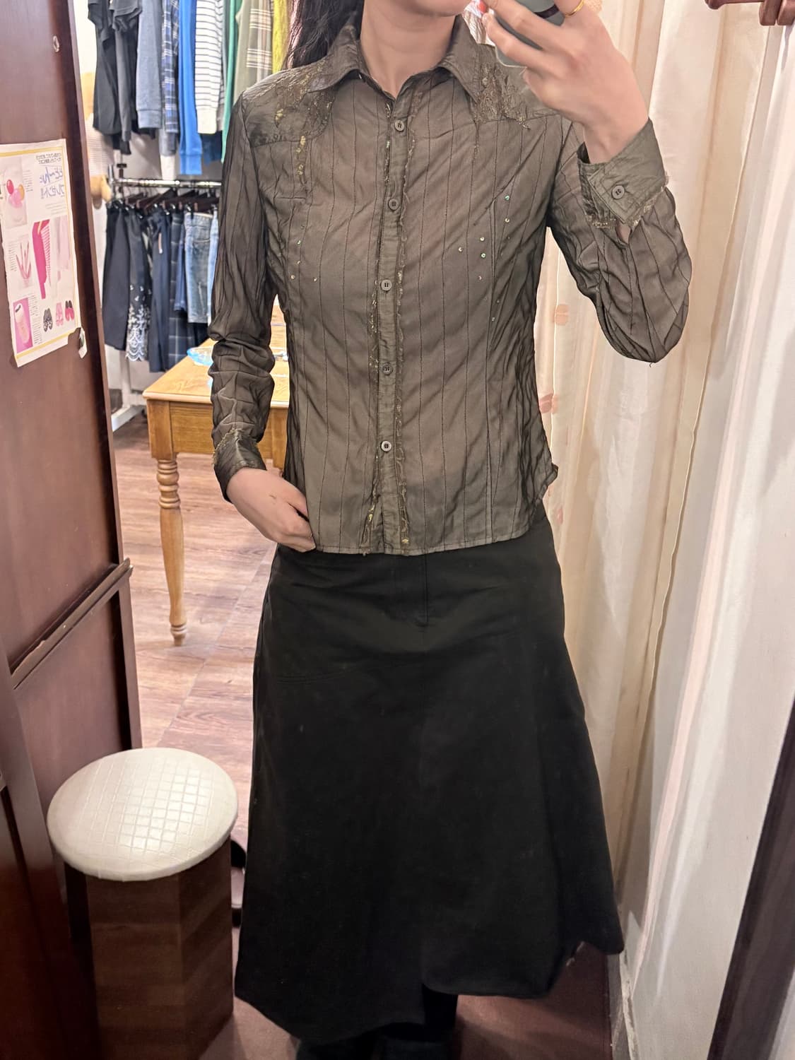 japan vintage khaki shirt 상품이미지2