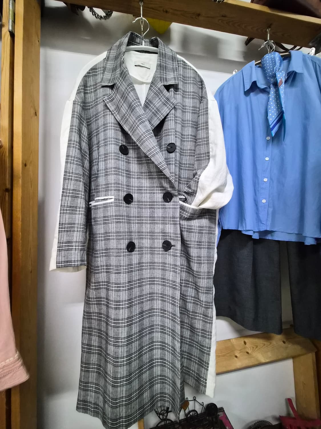 듀엘 린넨 체크 여름 트렌치코트 상품이미지2