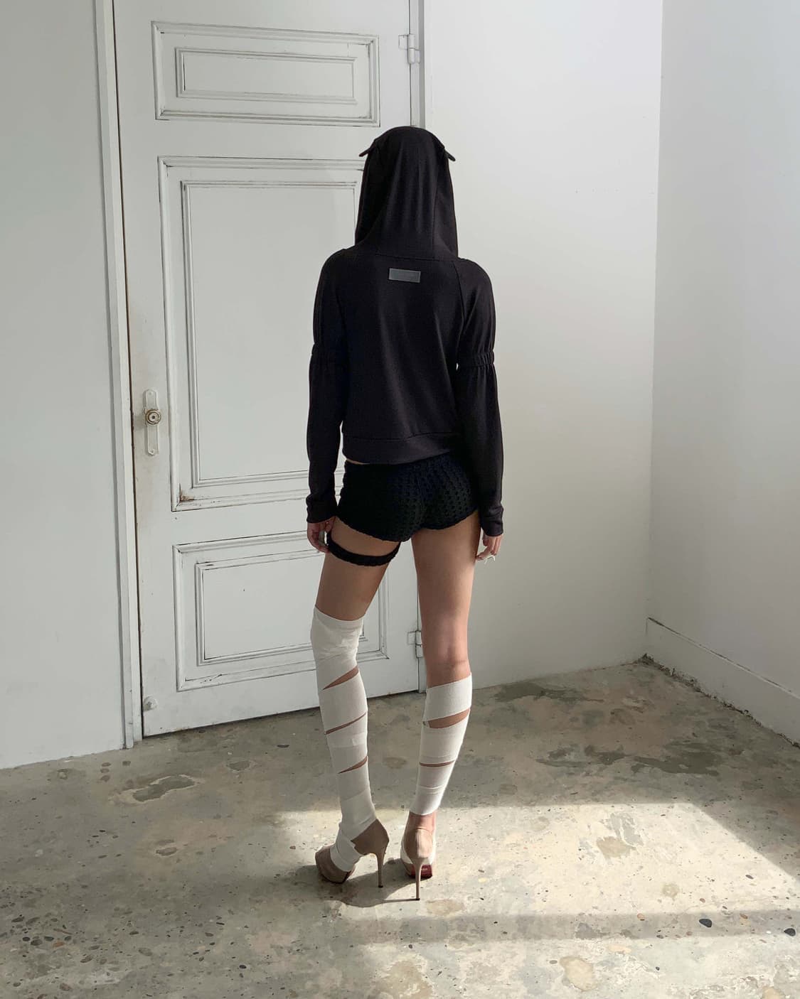 Bonnae본네 이어집후디 블랙 검정후드집업고양이귀모자암셔링피아체604엔 상품이미지3