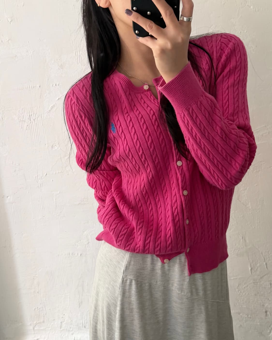 Polo 폴로 랄프로렌 신형 마젠타핑크컬러 케이블 걸즈 가디건 상품이미지6