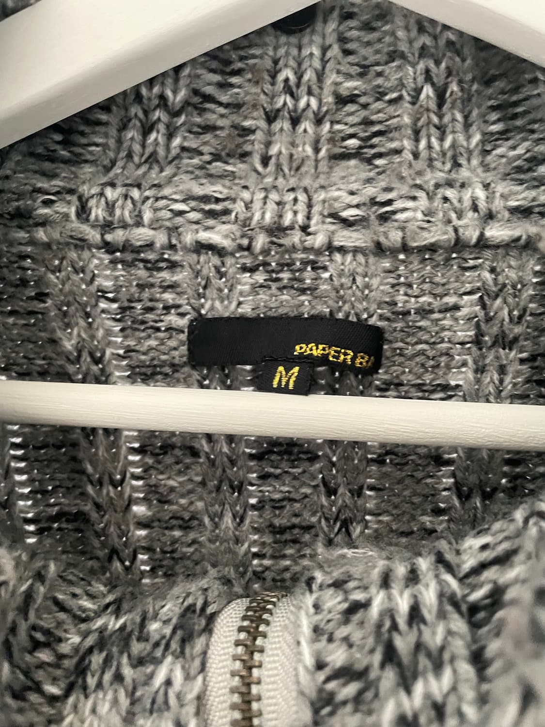 그레이 멜란지 집업 포켓 니트 자켓 상품이미지3