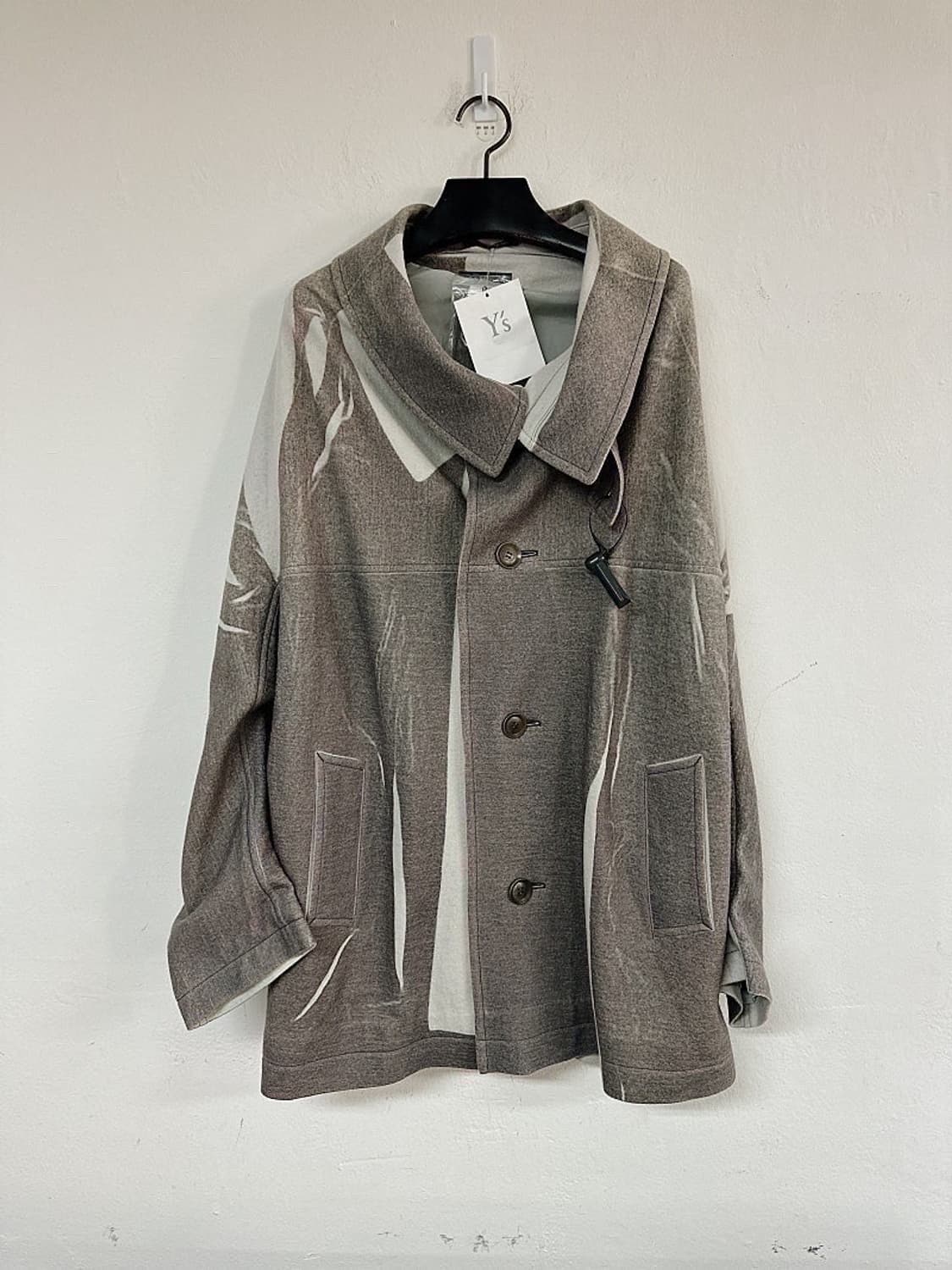 (정품/새상품) Y's 요지 야마모토 여성 그레이 오버핏 싱글 코트 상품이미지1
