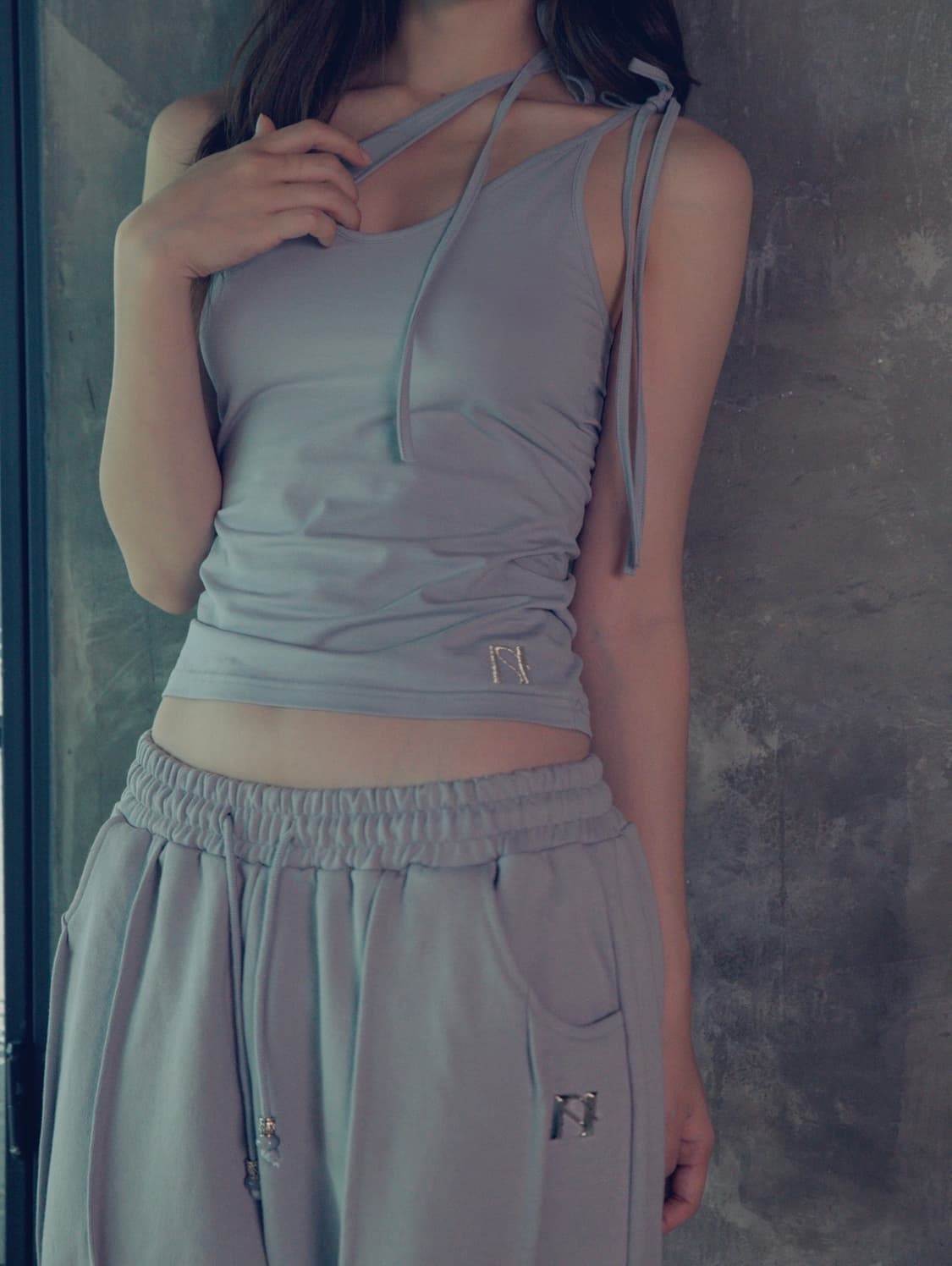 embroidery string sleeveless Layered Top 상품이미지3