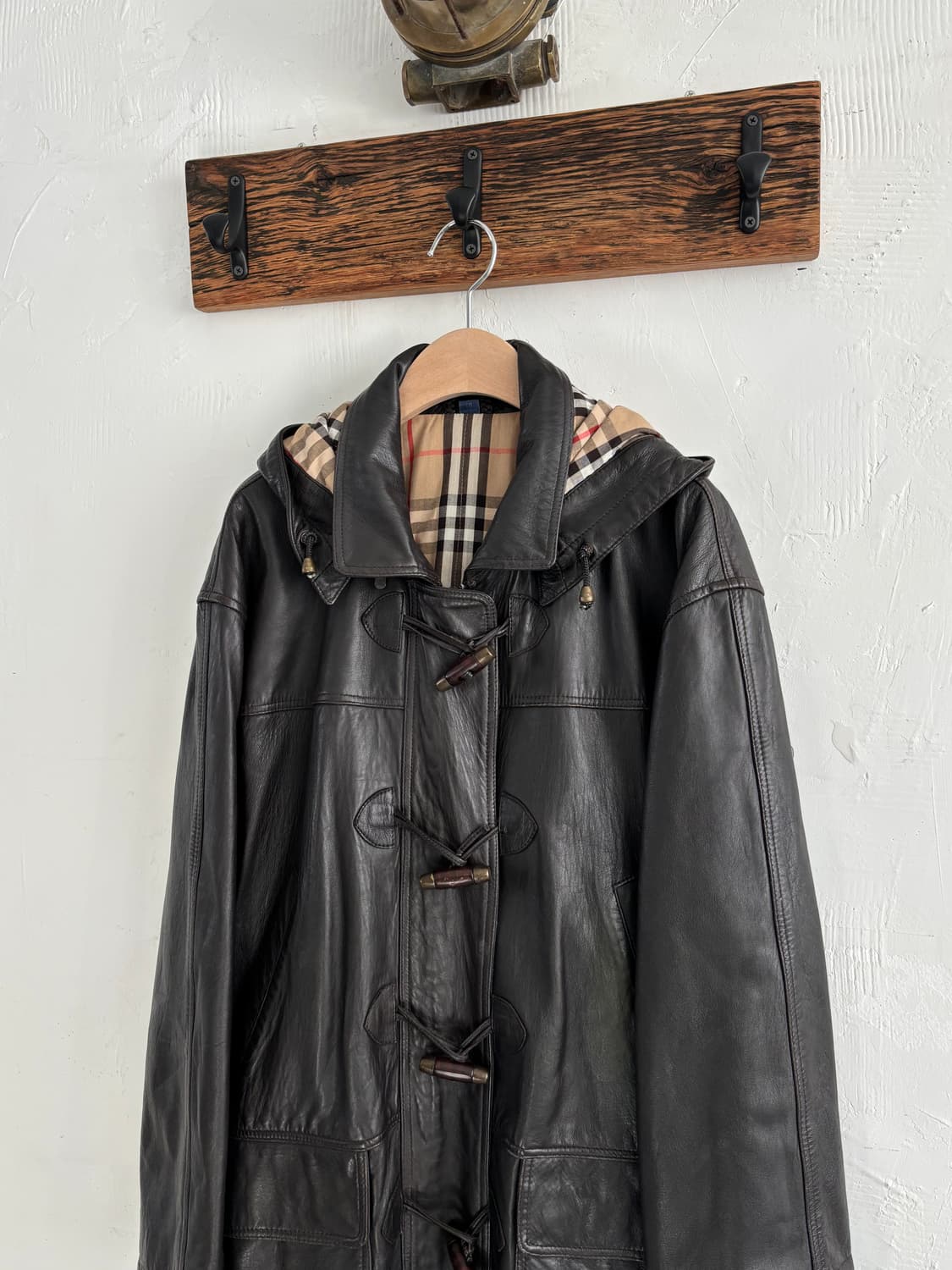 Burberrys 버버리 레더 후드 더플 코트 상품이미지1