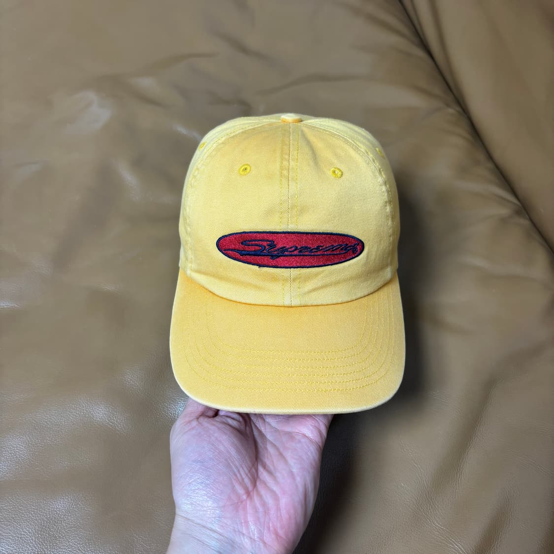 Supreme 슈프림 23ss 오발 워시드 오렌지 옐로 6패널 볼캡 모자 상품이미지3
