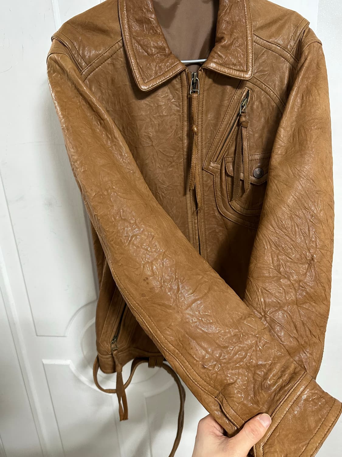 쉽스킨 디테일 싱글 라이더자켓 상품이미지4