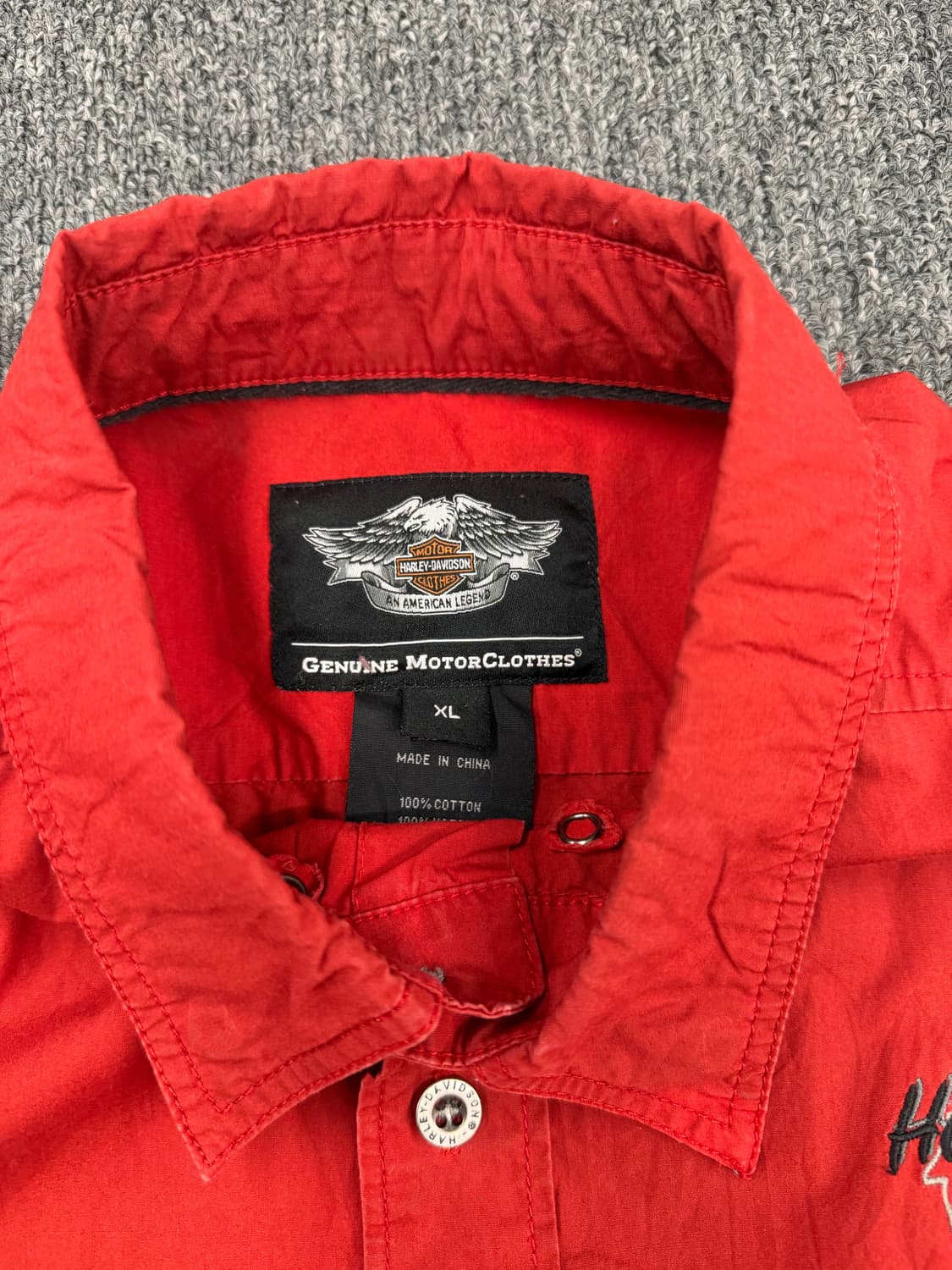 XL)할리데이비슨 빈티지 불꽃자수 로고 프린팅 반팔 셔츠 상품이미지4