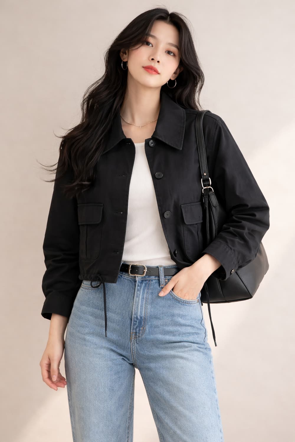 미쏘(MIXXO) 미니멀 스트링 크롭 자켓 상품이미지1