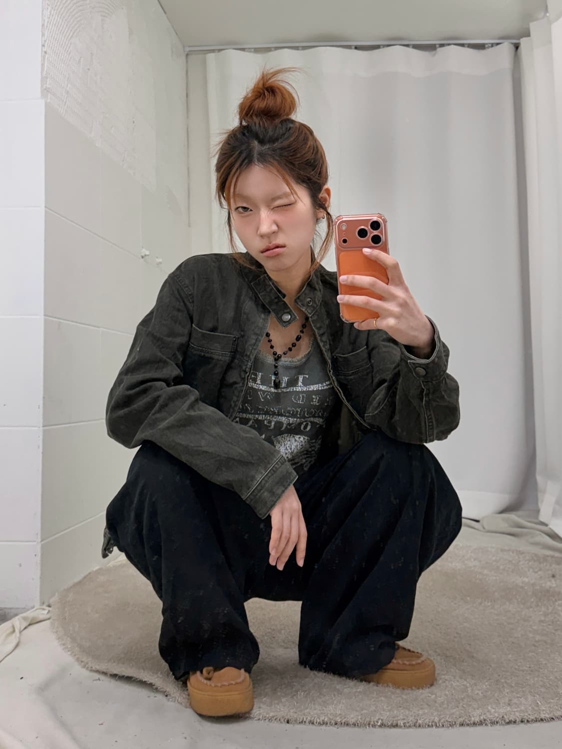 (상의 세트) 세실 맥비 펑크 레이스 나시 + 흑청 데님 자켓 세트 상품이미지1