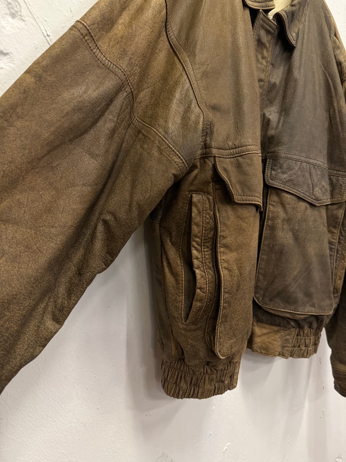 (L) 90s Map-Lined Leather Bomber Jacket  상품이미지4