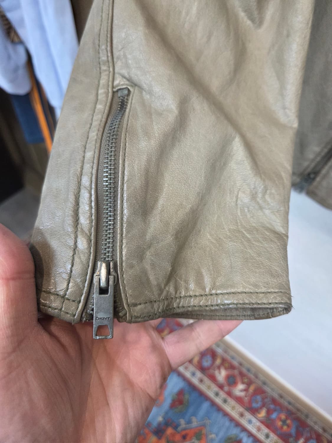 Dkny 빈티지 소가죽 투웨이 라이더 자켓 L 상품이미지4
