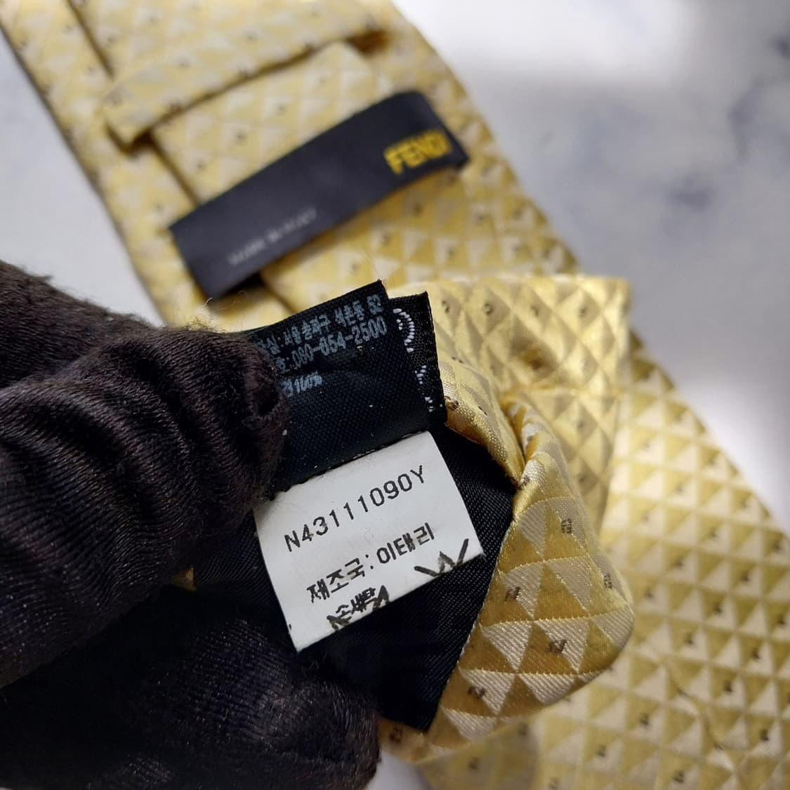 펜디 넥타이 레몬 컬러 로고 패턴 8.4cm A+~A등급 K2589 상품이미지9