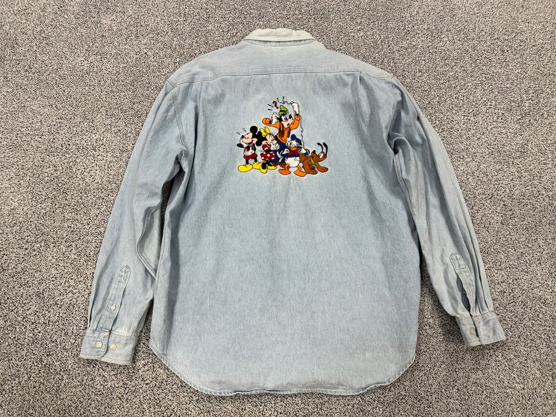 90s 디즈니 미키마우스패밀리 자수 데님셔츠 상품이미지2