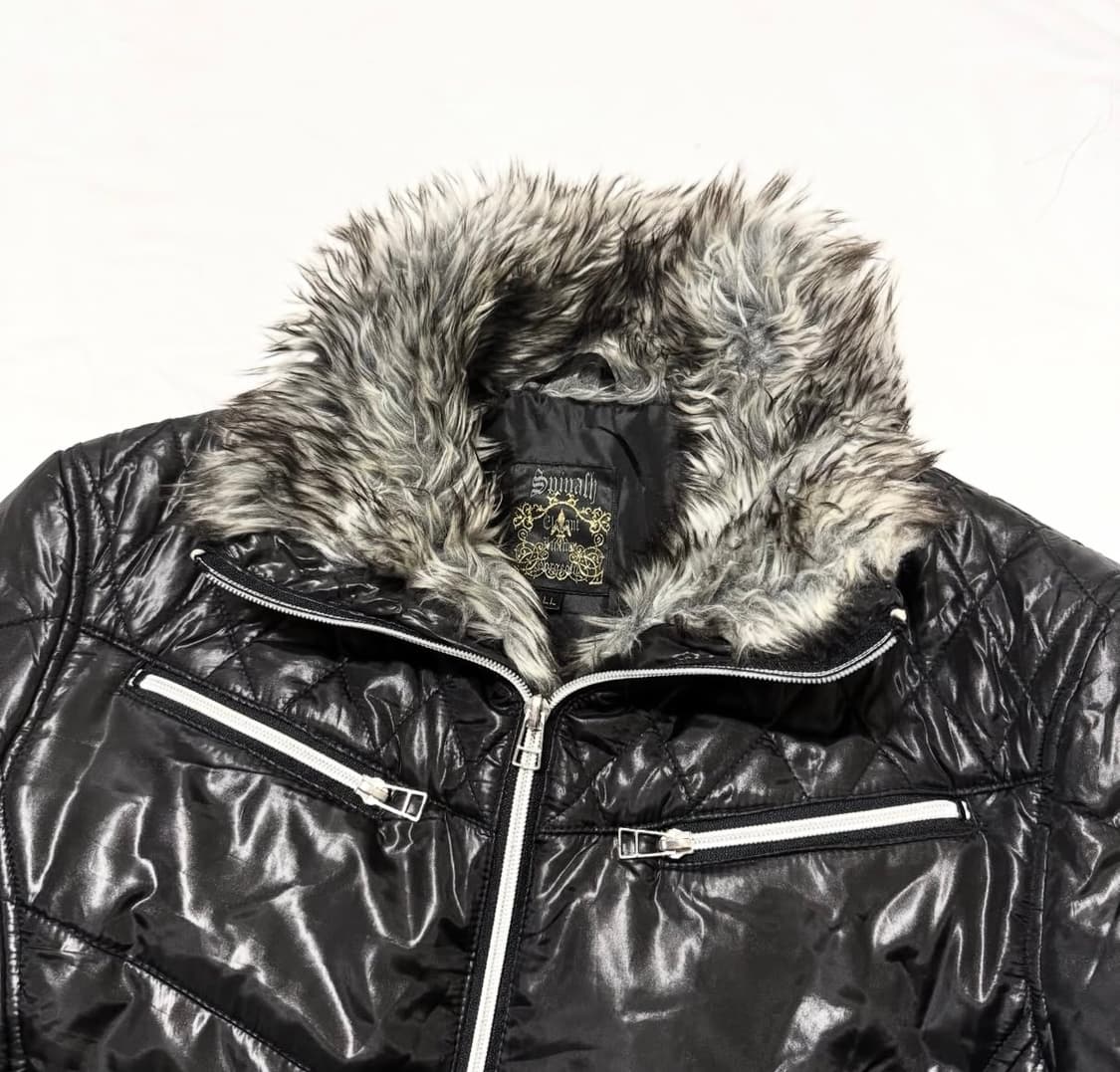 Spinash - 퍼 패디드 하이넥 자켓 상품이미지2