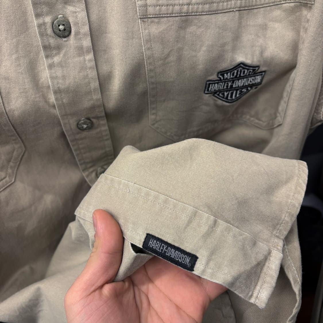 00s 할리데이비슨 멕시코 생산 미니쉴드 코튼트윌 가라지셔츠 N281 상품이미지6