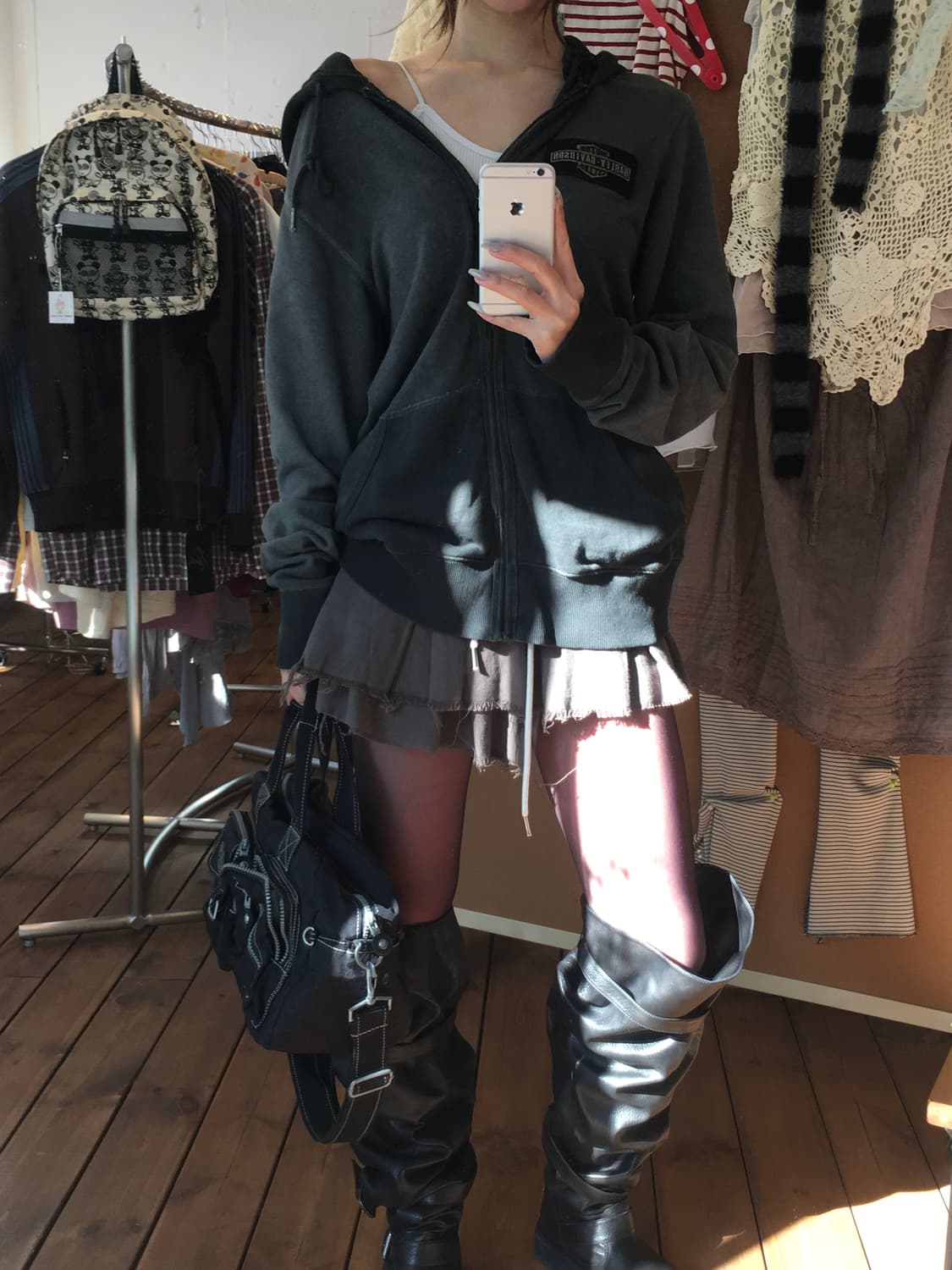 할리데이비슨 패턴 후드집업 상품이미지2