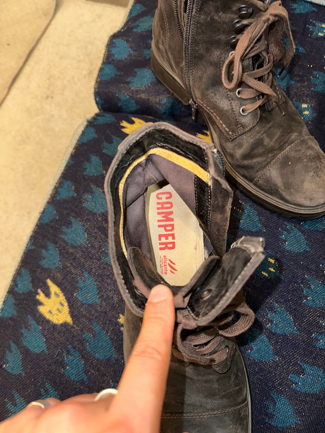 Camper suede aged lace hook coated boots 상품이미지9