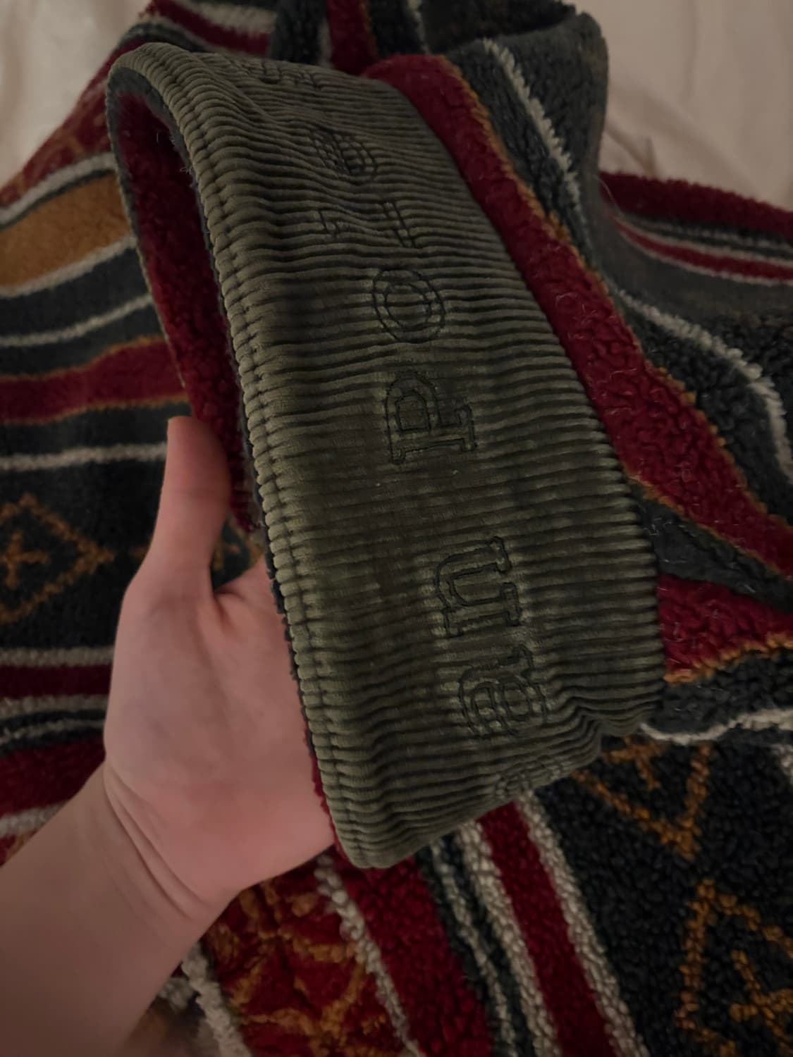 90‘빈티지 빈폴 레드그린 에스닉 스트라이프 플리스 후리스 상품이미지2