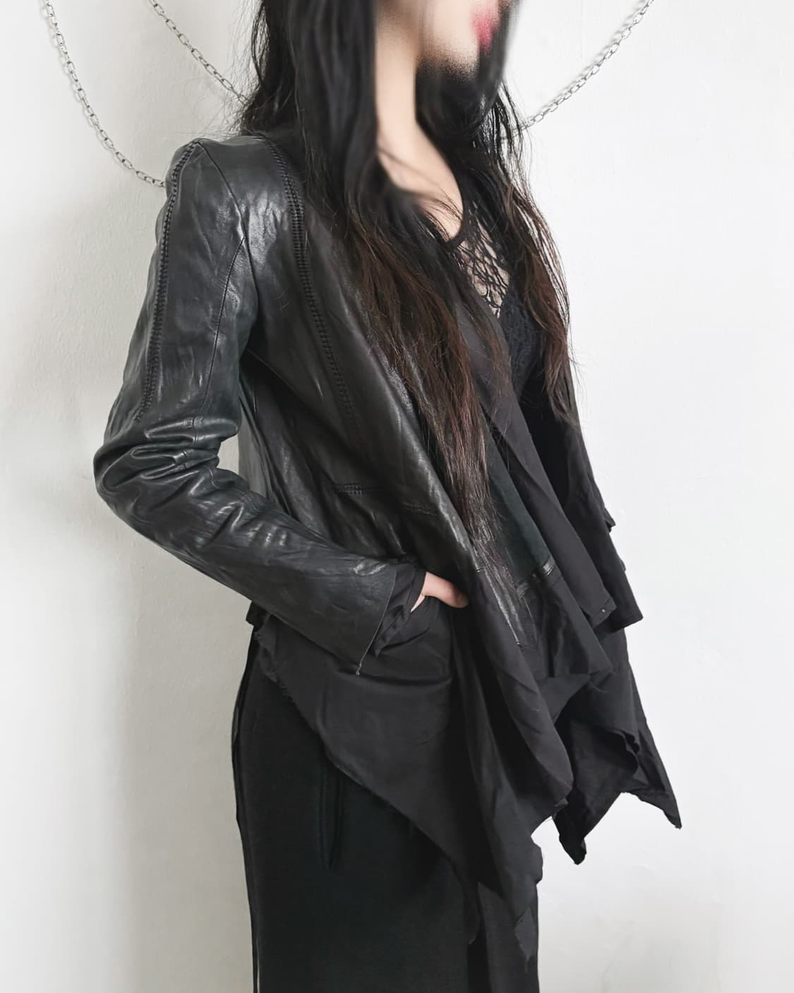 aleksandr manamis 핸드스티치 드레이프 레더자켓 상품이미지4